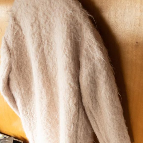 DO NOT LIKE H&M Wool Mohair Blend Baby Pink Fuzzy Teddy Wool Coat womens 10 (XL) - Picture 11 of 12